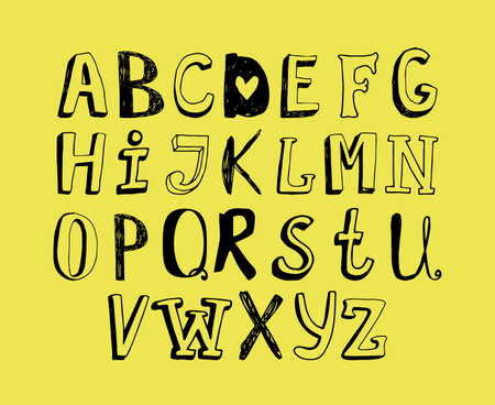 English alphabet with letters different inscriptions for kids educationのイラスト素材