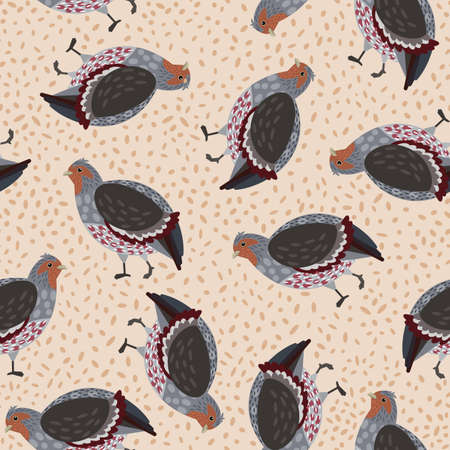 Seamless vector pattern with cute Partridges birdsのイラスト素材