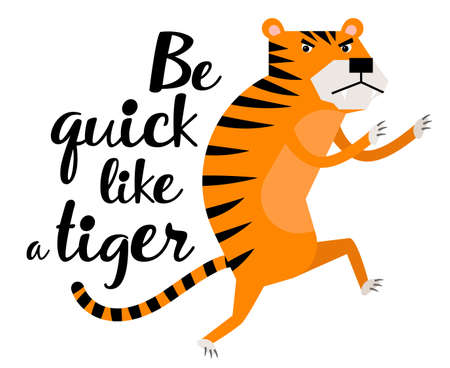 Greeting card with cute angry tigerのイラスト素材