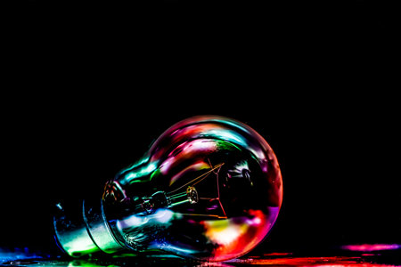 beautiful light effect on a bulb photography on a black background
