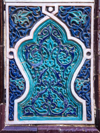 Asian ceramic mosaic in the Temple in ancient Uzbekistanの写真素材
