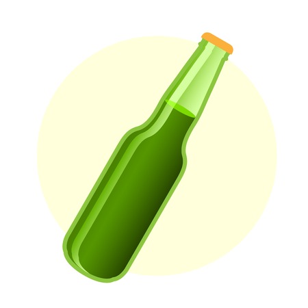 Green beer bottle in simple styleのイラスト素材