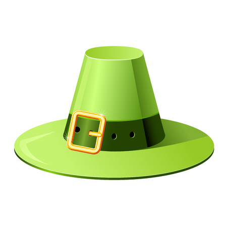Pilgrim hat with buckle - icon in retro style on white backgroundのイラスト素材