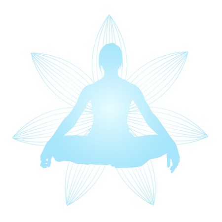 Silhouette of woman in lotus pose - meditation and spiritualityのイラスト素材