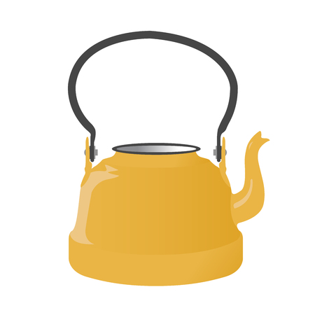 Old metallic kettle with handle on white backgroundのイラスト素材