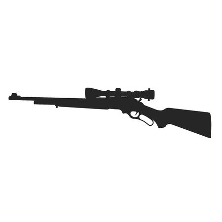 Silhouette of sniper rifle with backsight on white backgroundのイラスト素材
