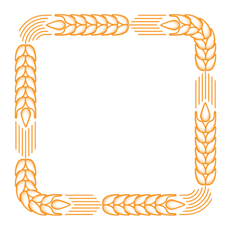Square frame with border made of ears of wheatのイラスト素材