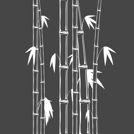 Stems of bamboo in sketch style on dark backgroundのイラスト素材