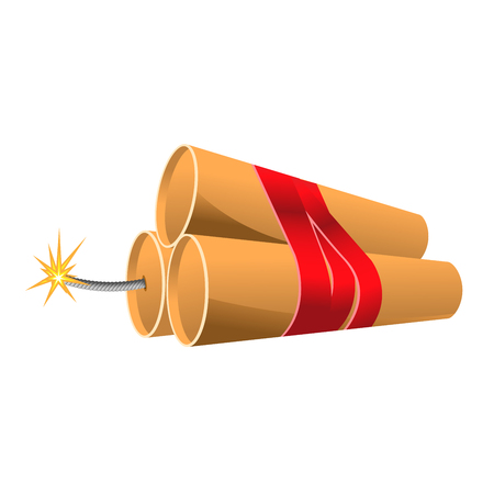 Bunch of dynamite - explosive bomb with burning fuseのイラスト素材