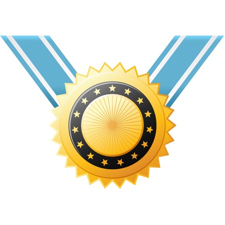 Award medal on blue ribbon - winner's insigniaのイラスト素材