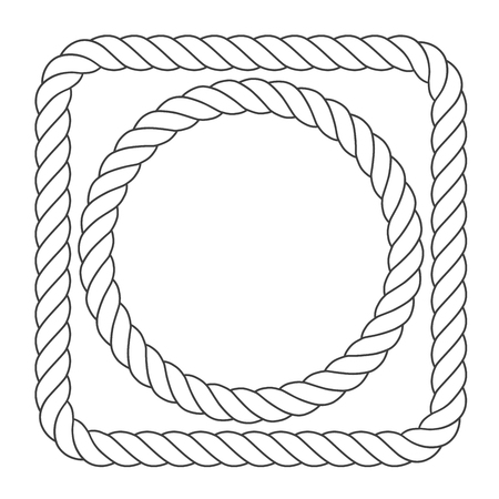 Simple rope frames - square and round rope bordersのイラスト素材