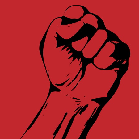 Strike poster with tight fist - protest conceptのイラスト素材