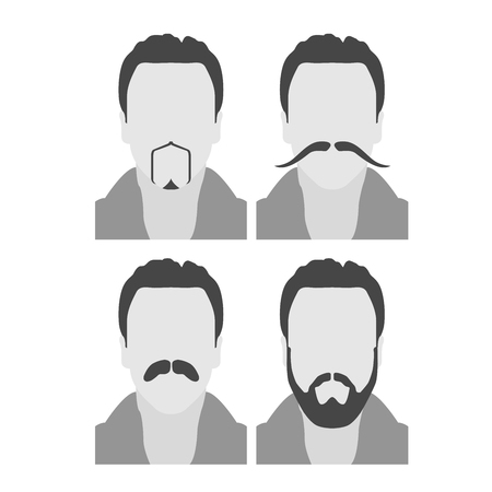 Men avatars with beard and moustache - face styleのイラスト素材