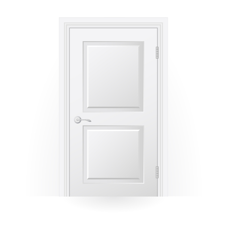 Closed door icon - blank white door with panelsのイラスト素材