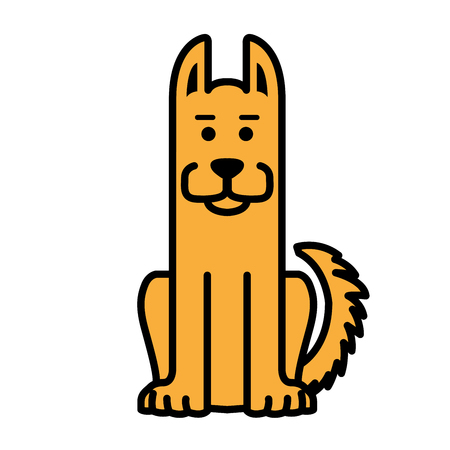 Sitting patrol dog - cute shepherd dogのイラスト素材