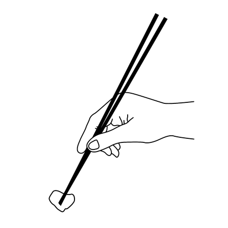 Outline of hand with chopsticks - chinese foodのイラスト素材