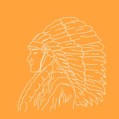 Portrait of Indian chief - head profile of tribal chiefのイラスト素材