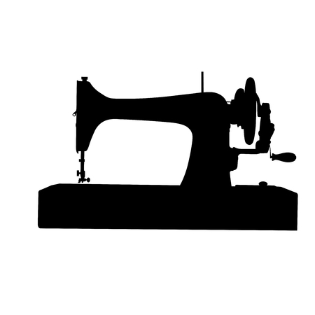 Silhouette of retro sewing machine, tool of tailorのイラスト素材