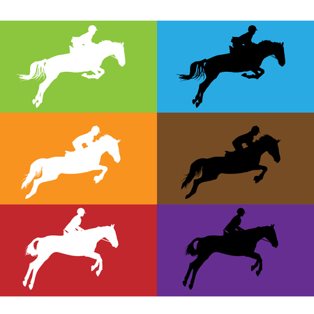 Horse race - silhouette of running horses with jockey
のイラスト素材