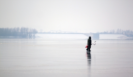 Winter lake fishingの写真素材