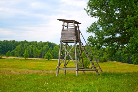 Hunt tower near the forest の写真素材