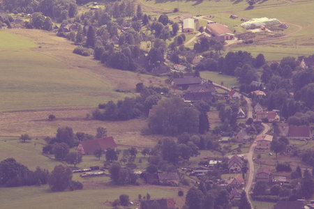 aerial view of a small town