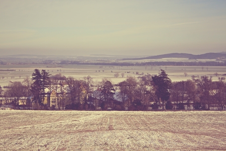 vintage rural landscapeの写真素材