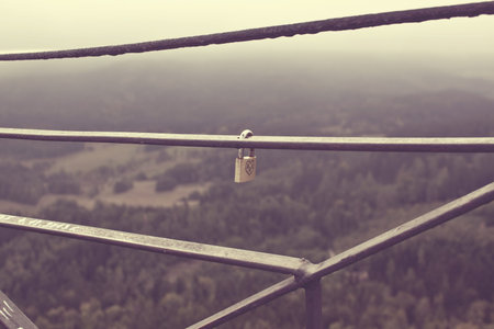 Padlocks with heart shapeの写真素材