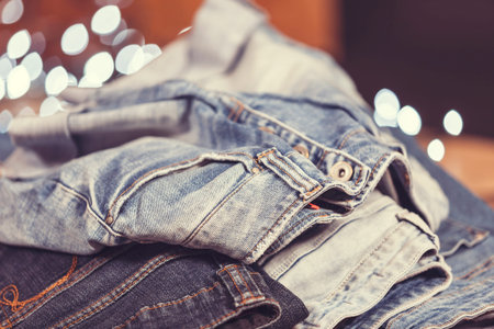 stack of jeans clothes