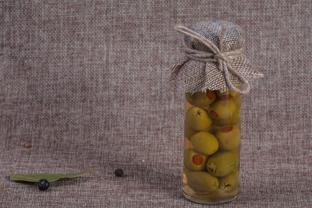 jar with olivesの写真素材