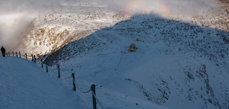 Winter landscape panorama of a Karkonosze mountains