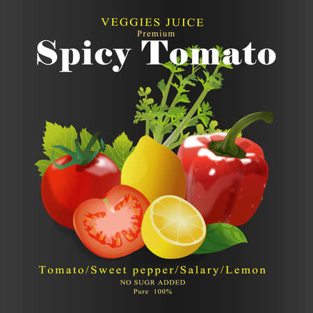 Fruit Label tomato Juiceのイラスト素材