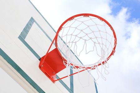 Basket hoop over sky の写真素材