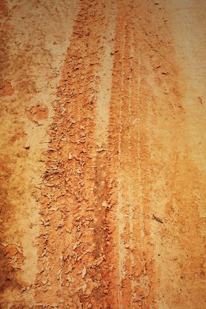 The trace of a tyre in the sandの写真素材