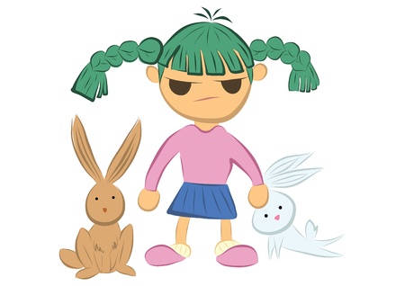 Girl with Rabbitsのイラスト素材