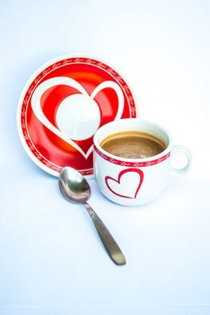 close up of a coffee cup on white backgroundの写真素材