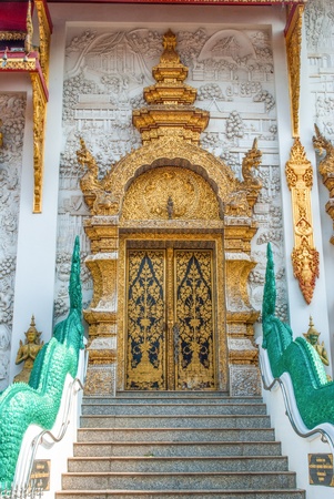 Church door of the temple in thailandの写真素材