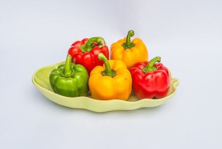 Healthy food. Fresh vegetables. Peppers on a white background.の写真素材