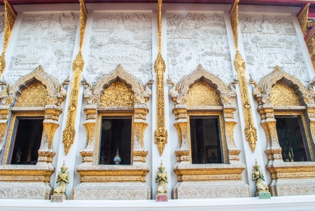 thai style temple windowsの写真素材