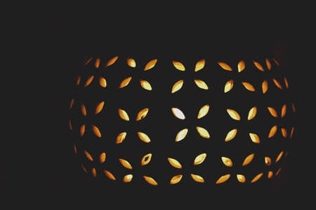 halloween pumpkin on black backgroundの写真素材