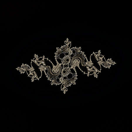 golden floral on black backgroundの写真素材