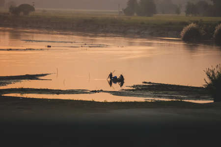 A beautiful sunset view of the riverの写真素材