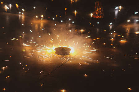 view of blast of fireworks in the night skyの写真素材