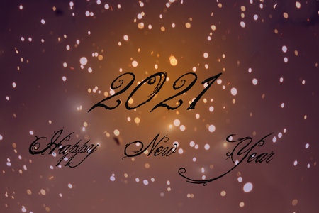 Happy new year 2021 banner card wish message greeting with bokeh effectの写真素材