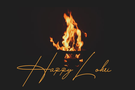 Illustration of Happy Lohri Punjabi festival greeting card banner poster wish messageの写真素材