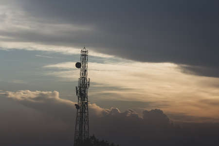 cloudscape view stormy clouds in the blue sky during the sunsetの写真素材
