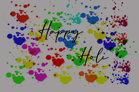 Illustration of Happy Holi with multicolour splatter backgroundの写真素材