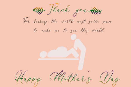 Thank you note to Mother on  Happy Mothers Day wish greeting cardの写真素材