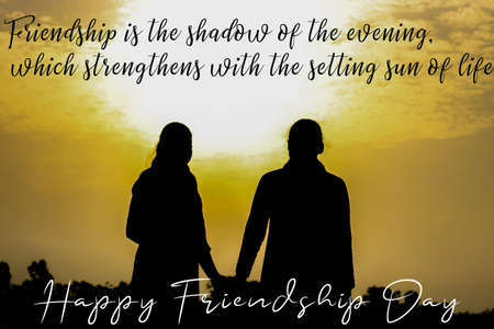 Illustration Happy friendship day with two friends standing gossipの写真素材