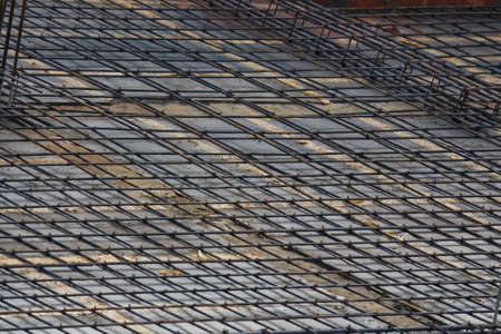 Abstract view of stone roads tied together construction undergoingの写真素材